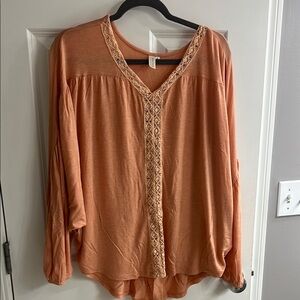 Hayden Orange Long Sleeve Embellished Blouse